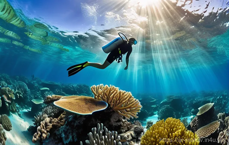 몰디브 디지털 카메라 사용법 - **Underwater Exploration in the Maldives:** A serene underwater scene in the crystal-clear turquoise...