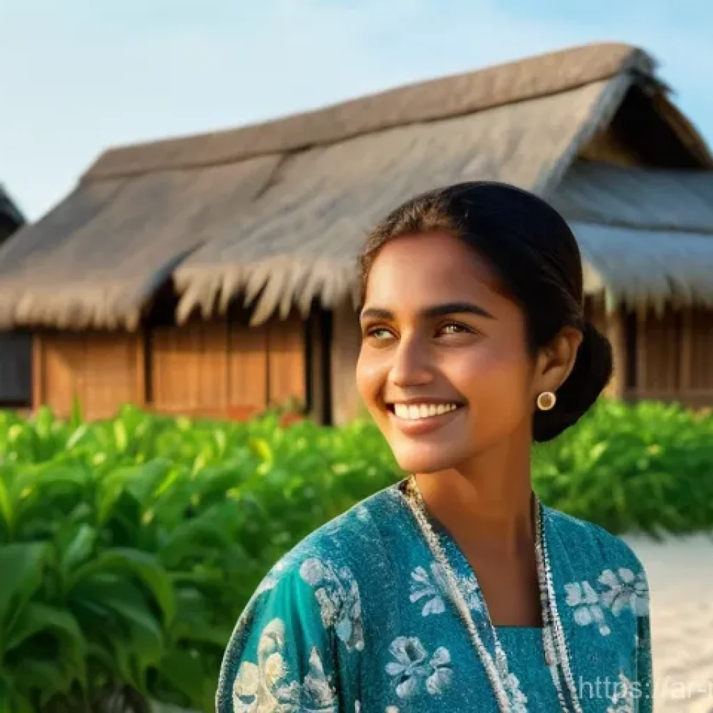 몰디브 공공예절 - **Prompt 1: Maldivian Village Serenity**
    A tranquil scene in a traditional Maldivian local villa...